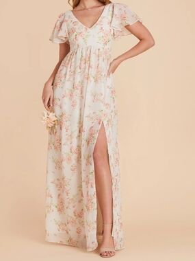 Birdy Grey Blush Floral Maxi Dress with Side Slit Size XS